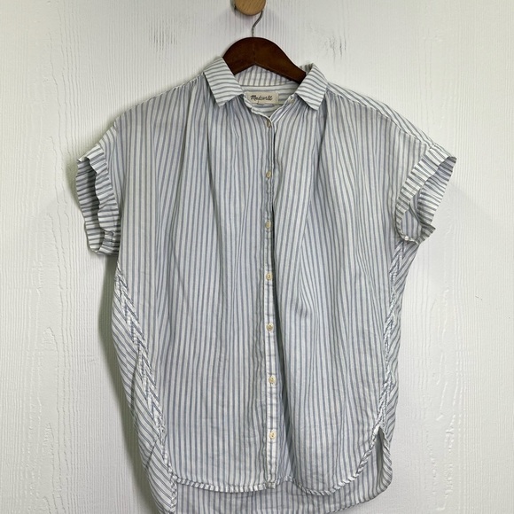 Madewell - Central Blue And White Erin Stripe Oversized Button Down Blouse XXS - Picture 12 of 15